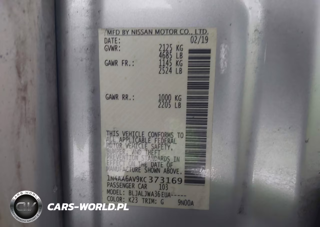 2019 Nissan Maxima 3.5 Sv VIN:1N4AA6AV9KC373169 - 9