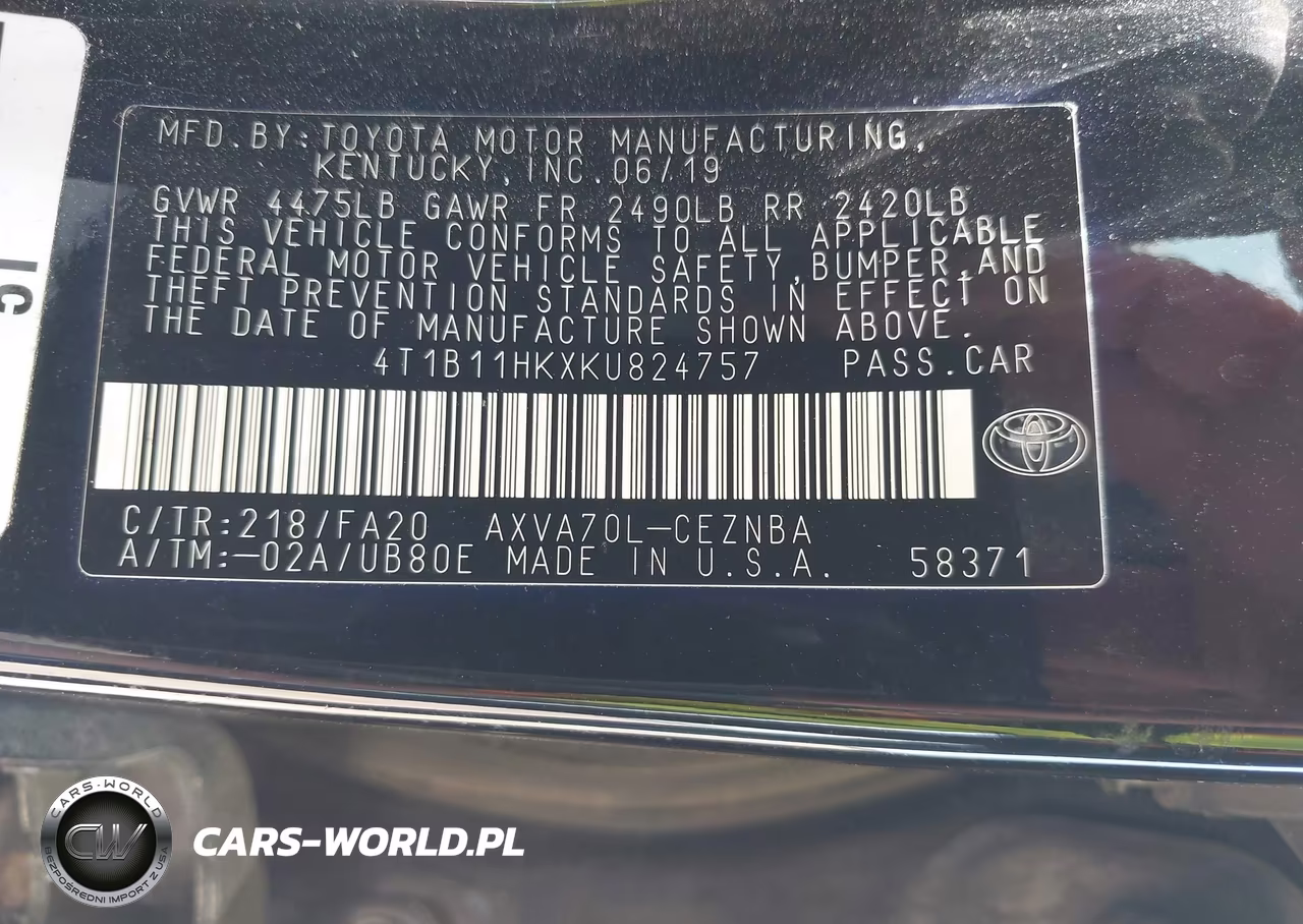 2019 Toyota Camry Le VIN:4T1B11HKXKU824757 - 9