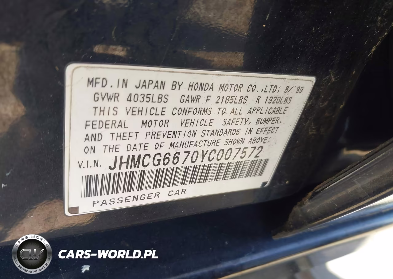 2000 Honda Accord 2.3 Ex VIN:JHMCG6670YC007572 - 9