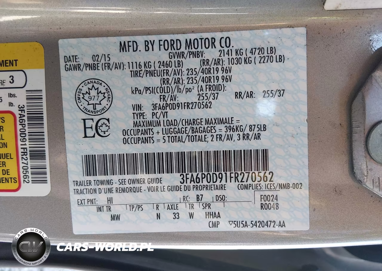 2015 Ford Fusion Titanium VIN:3FA6P0D91FR270562 - 9