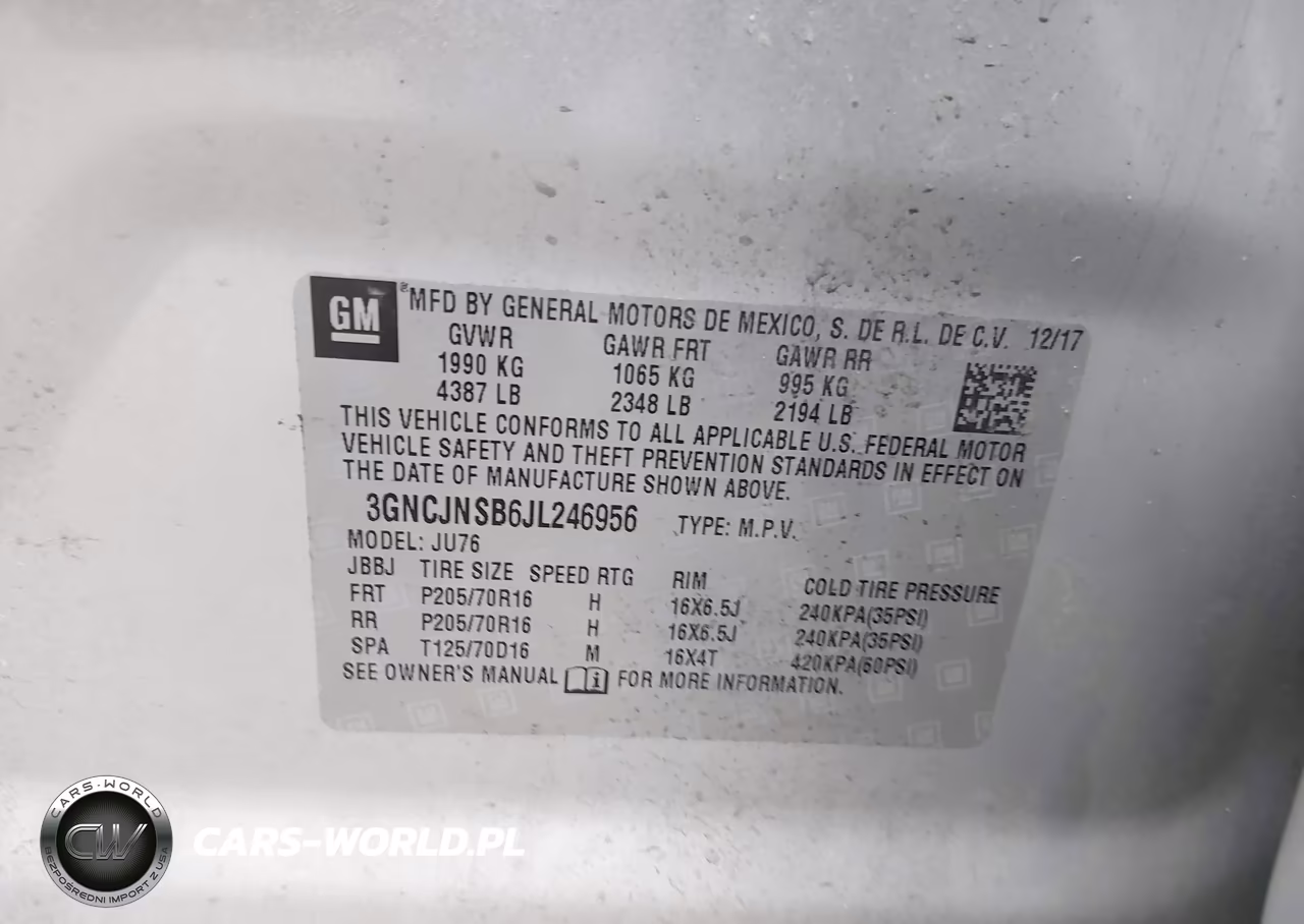 2018 Chevrolet Trax Ls VIN:3GNCJNSB6JL246956 - 9