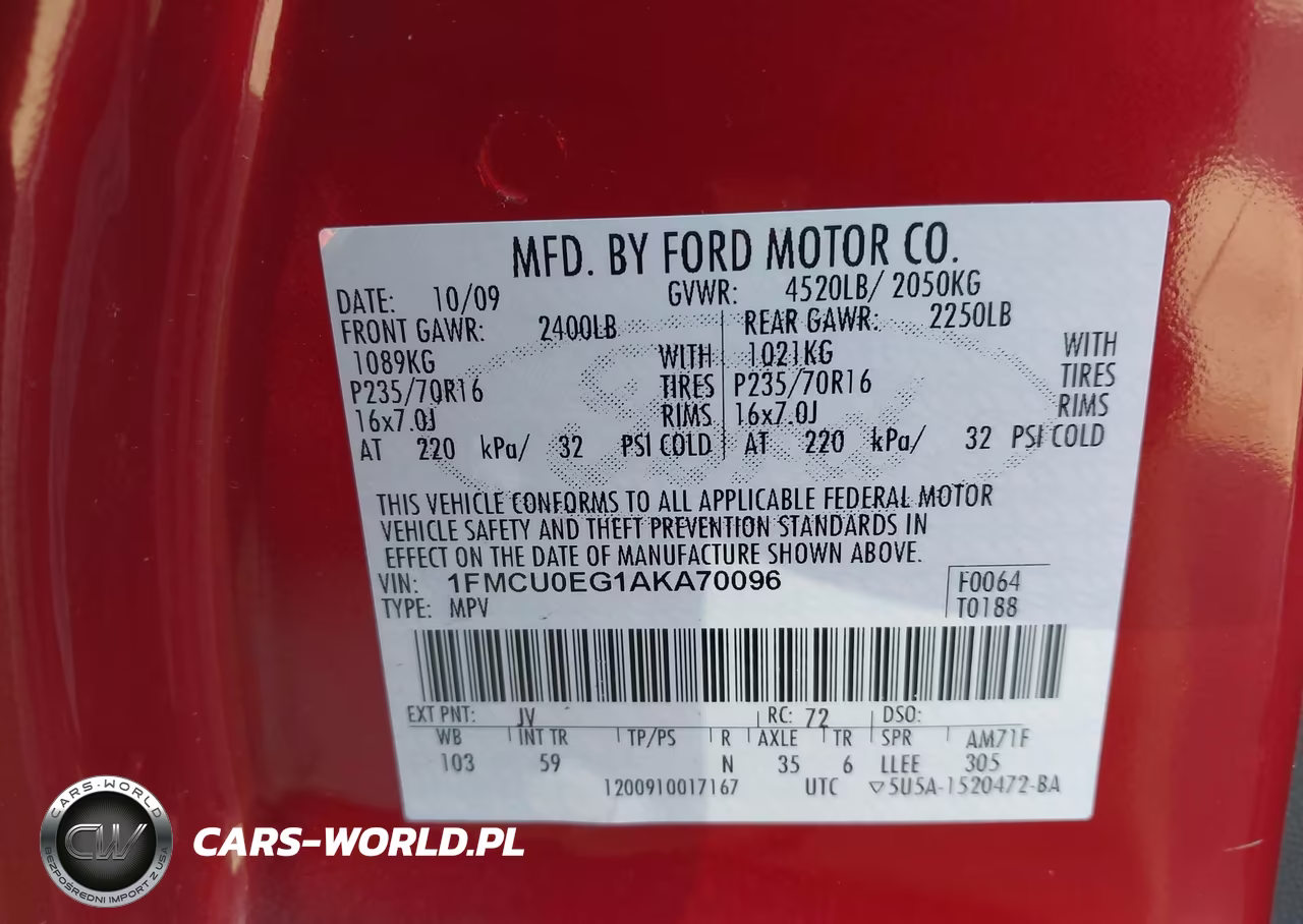 2010 Ford Escape Limited VIN:1FMCU0EG1AKA70096 - 9