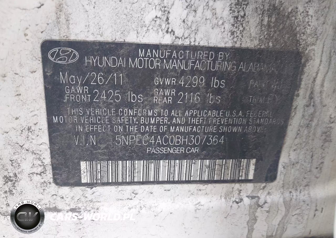 2011 Hyundai Sonata Se VIN:5NPEC4AC0BH307364 - 9