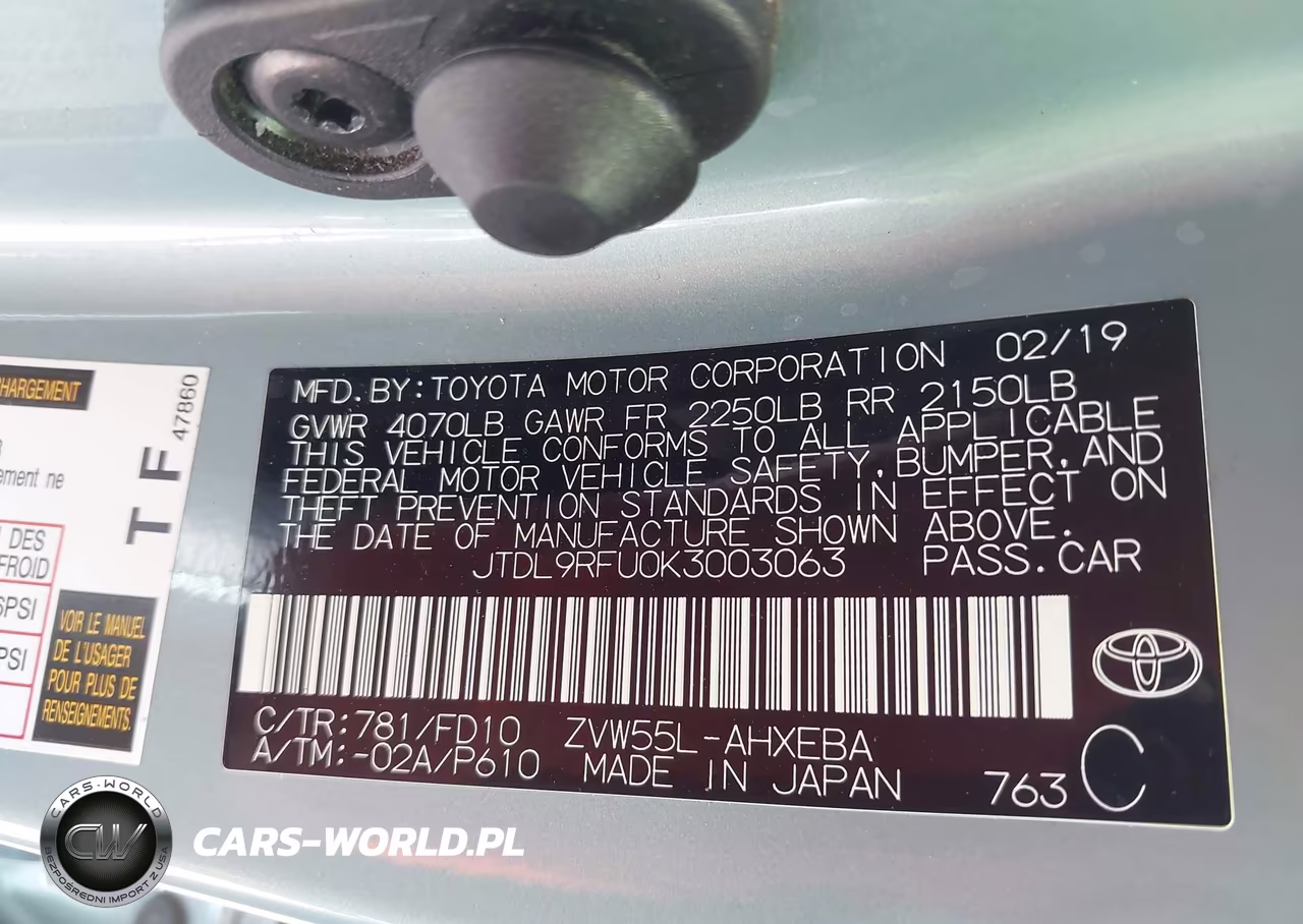 2019 Toyota Prius Le VIN:JTDL9RFU0K3003063 - 9