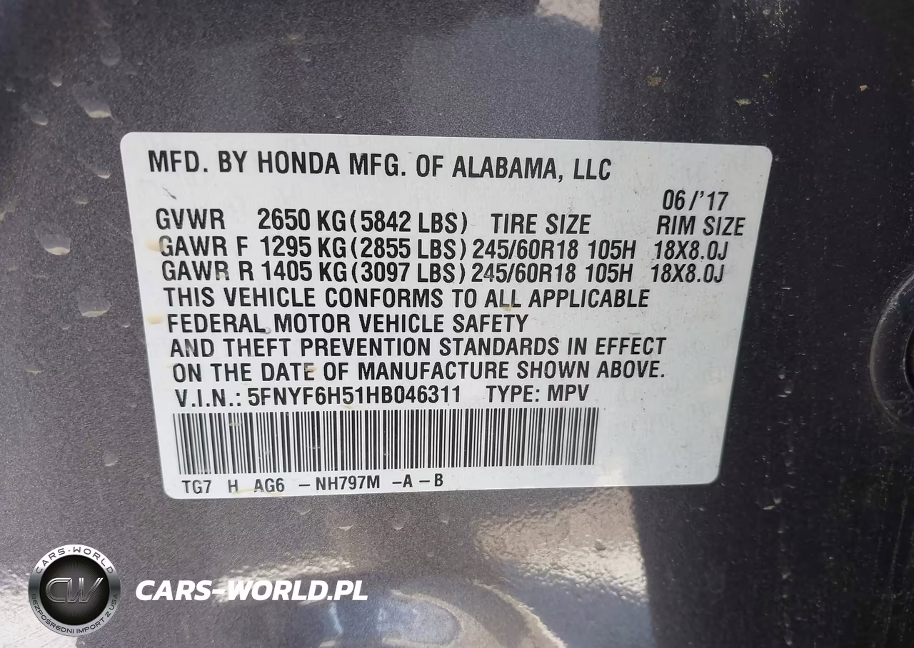 2017 Honda Pilot Ex-L VIN:5FNYF6H51HB046311 - 9