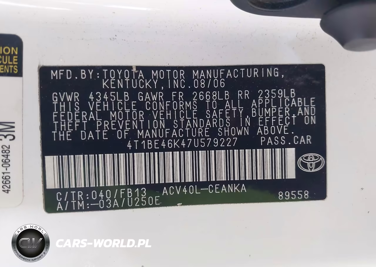 2007 Toyota Camry Le VIN:4T1BE46K47U579227 - 9