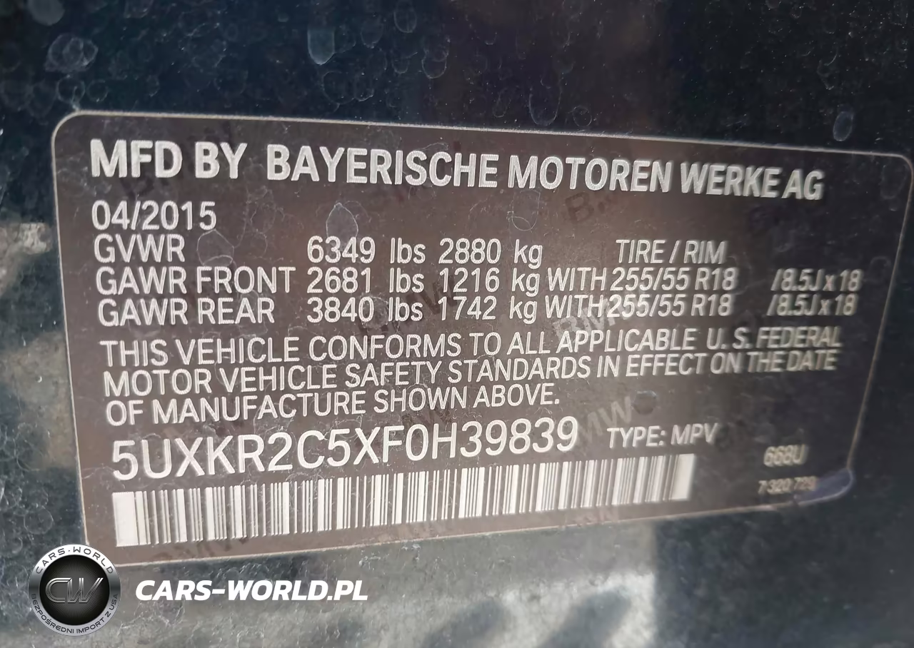 2015 BMW X5 Sdrive35I VIN:5UXKR2C5XF0H39839 - 9