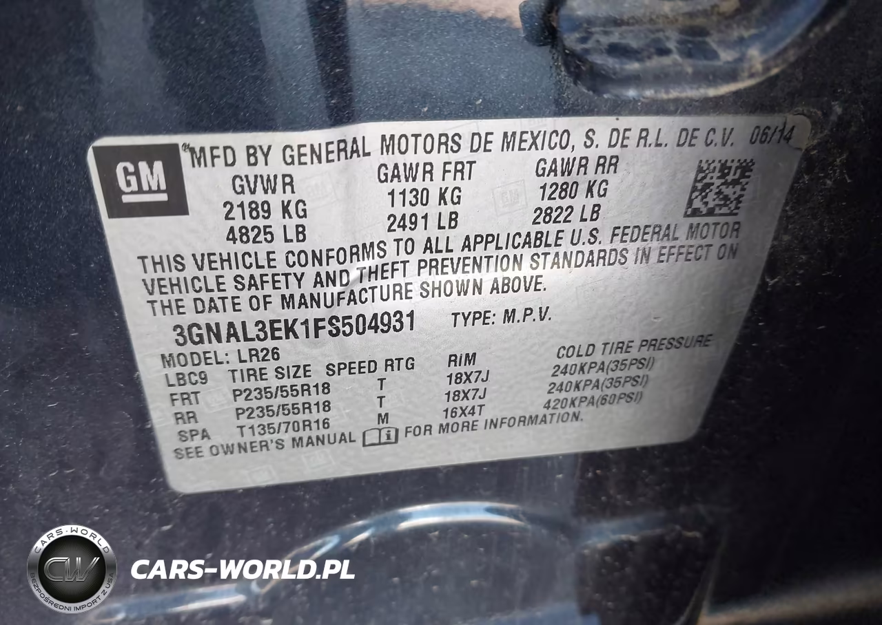 2015 Chevrolet Captiva Sport Lt VIN:3GNAL3EK1FS504931 - 9