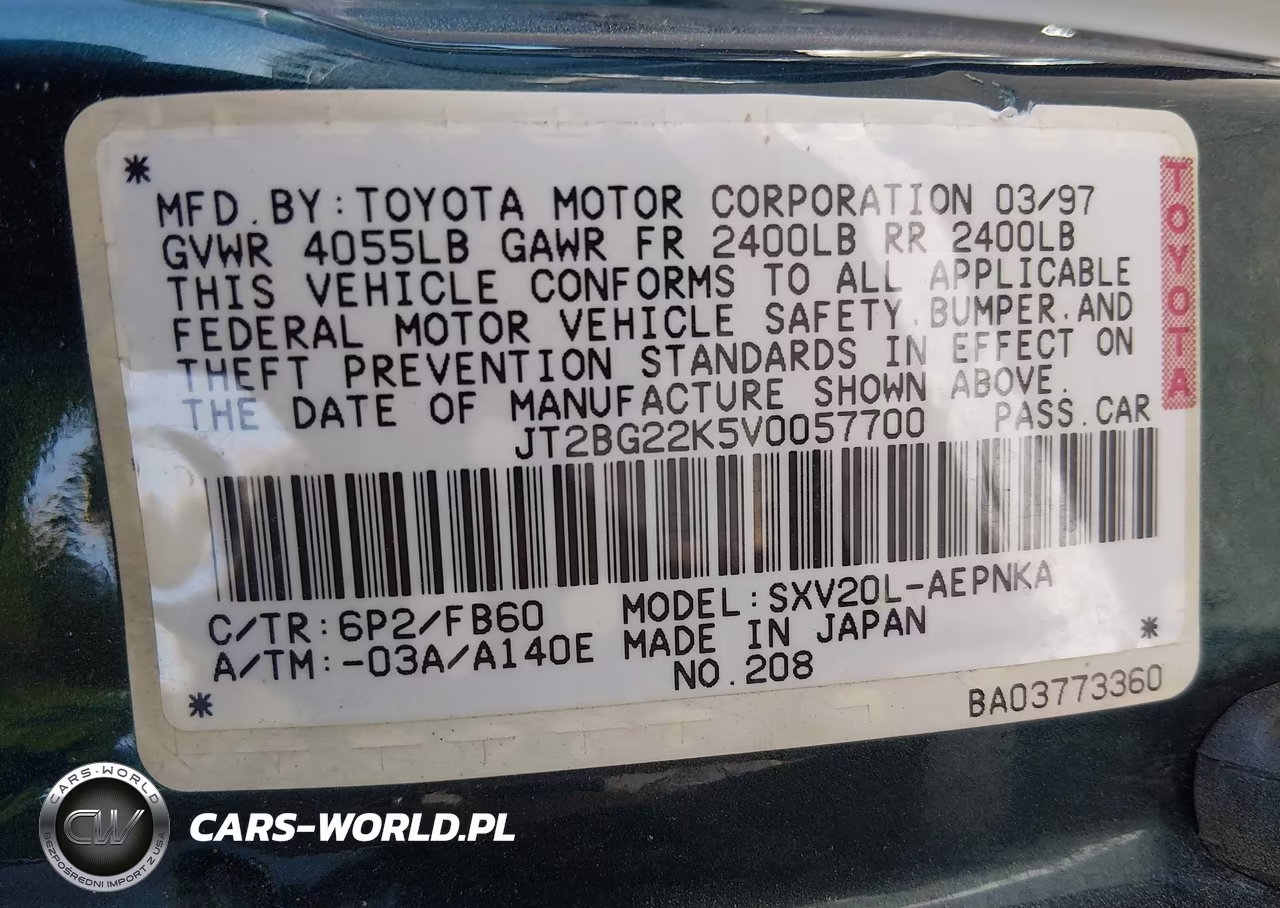 1997 Toyota Camry Le VIN:JT2BG22K5V0057700 - 9