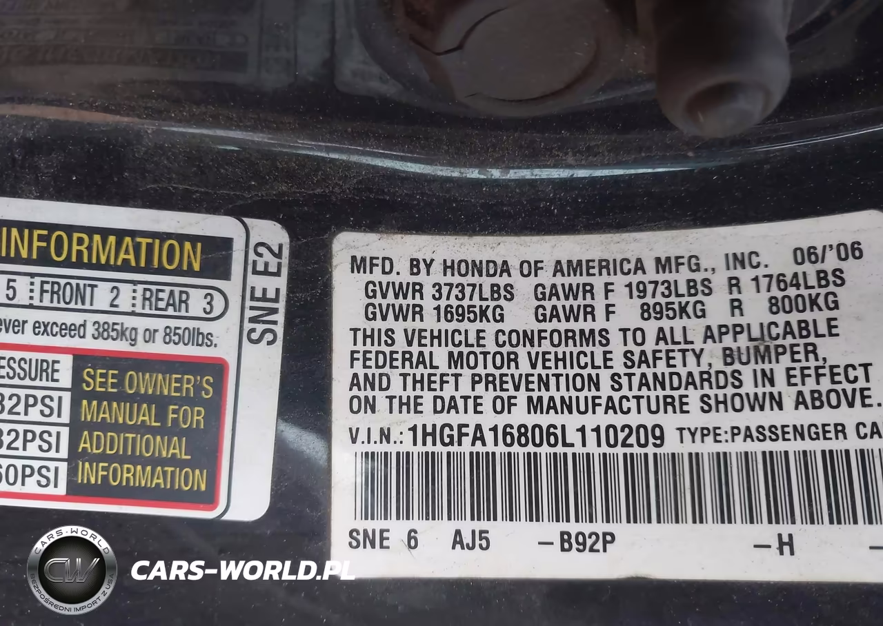 2006 Honda Civic Ex VIN:1HGFA16806L110209 - 9