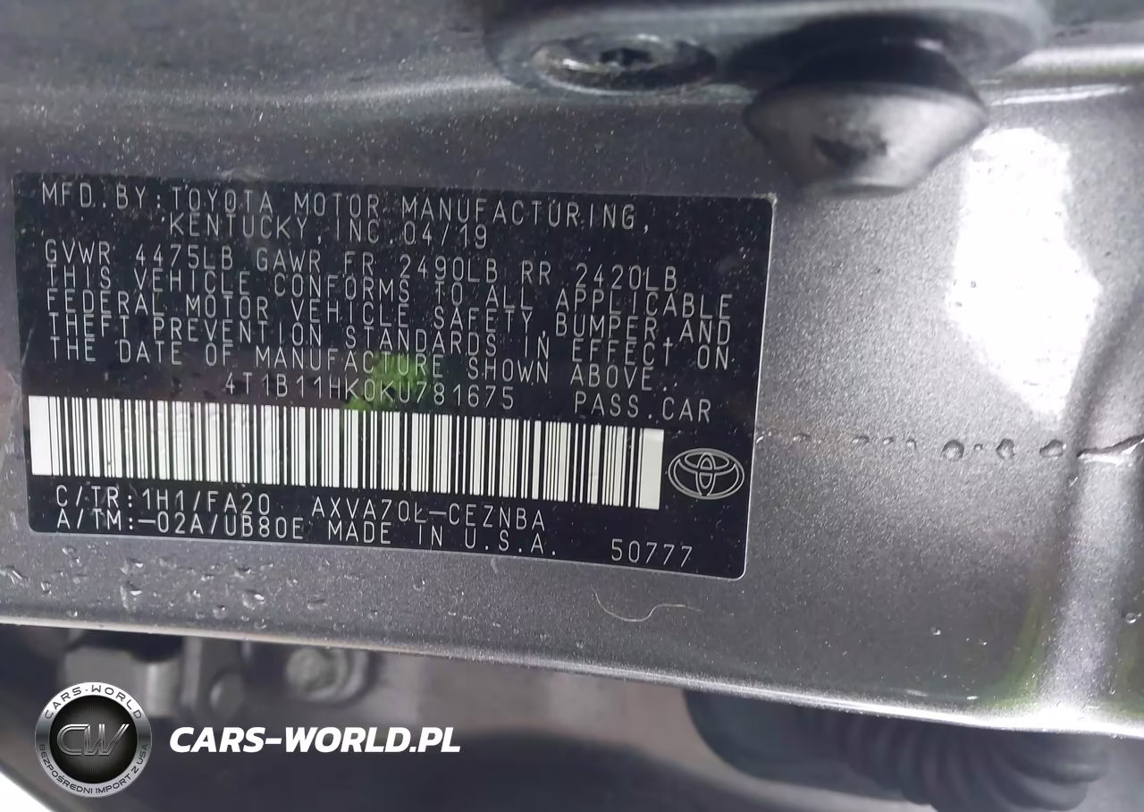 2019 Toyota Camry Le VIN:4T1B11HK0KU781675 - 9