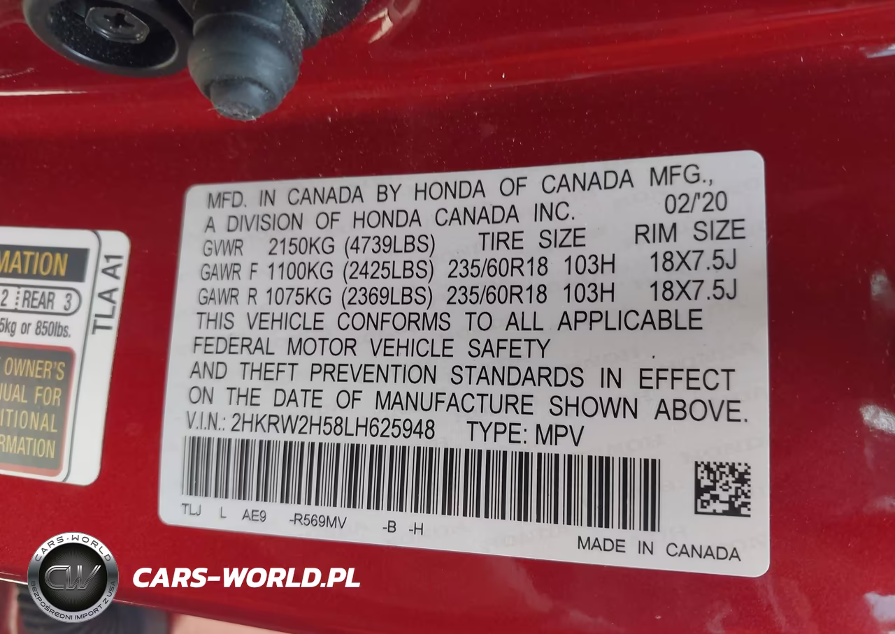 2020 Honda Cr-V Awd Ex VIN:2HKRW2H58LH625948 - 9