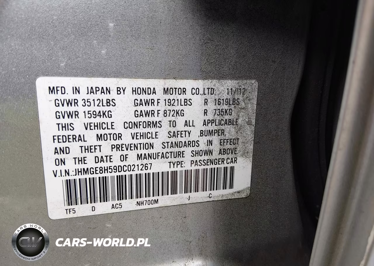 2013 Honda Fit Sport VIN:JHMGE8H59DC021267 - 9