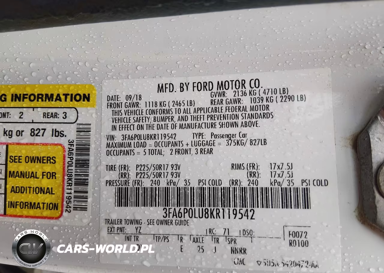 2019 Ford Fusion Hybrid Se VIN:3FA6P0LU8KR119542 - 9