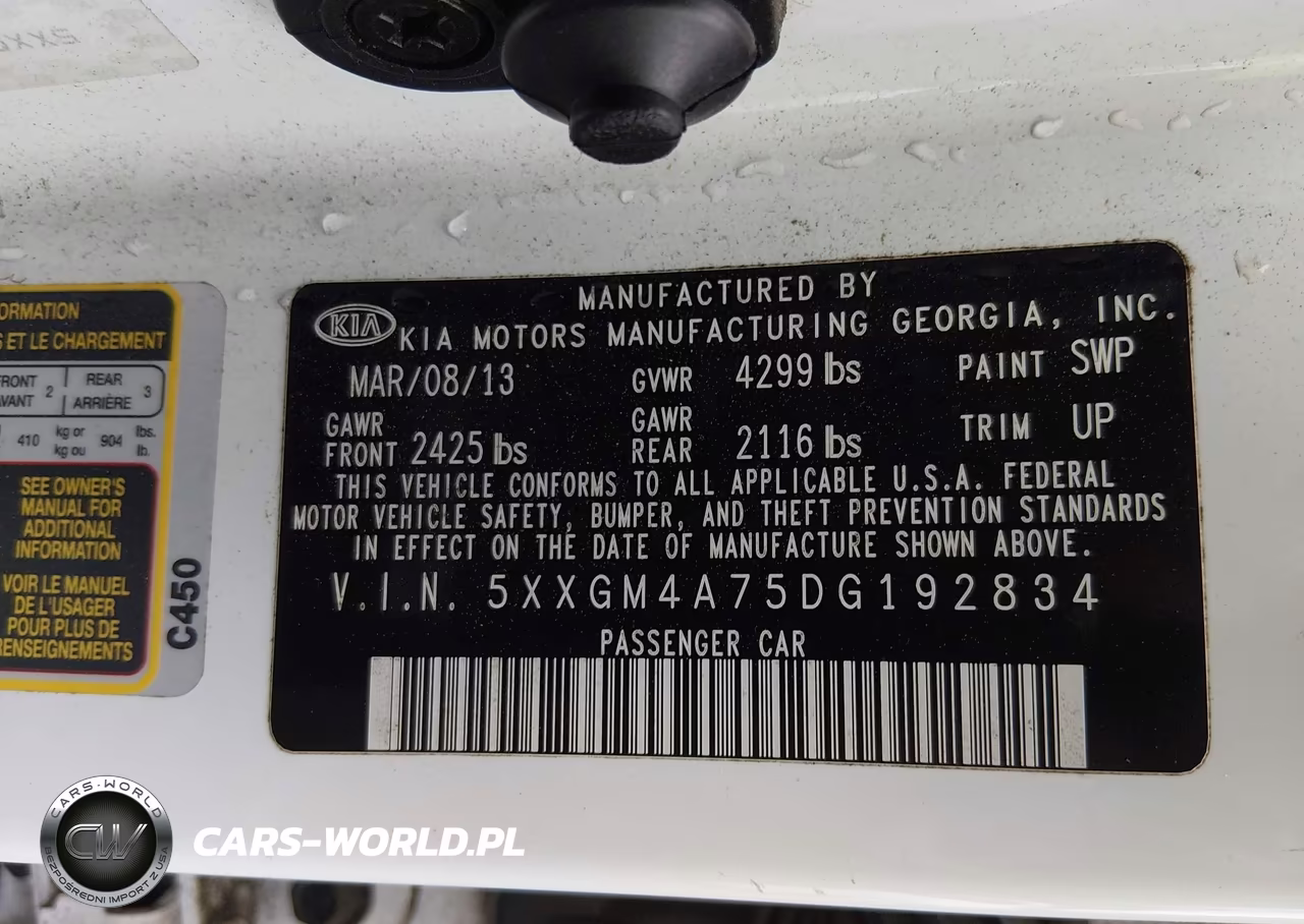 2013 Kia Optima Lx VIN:5XXGM4A75DG192834 - 9