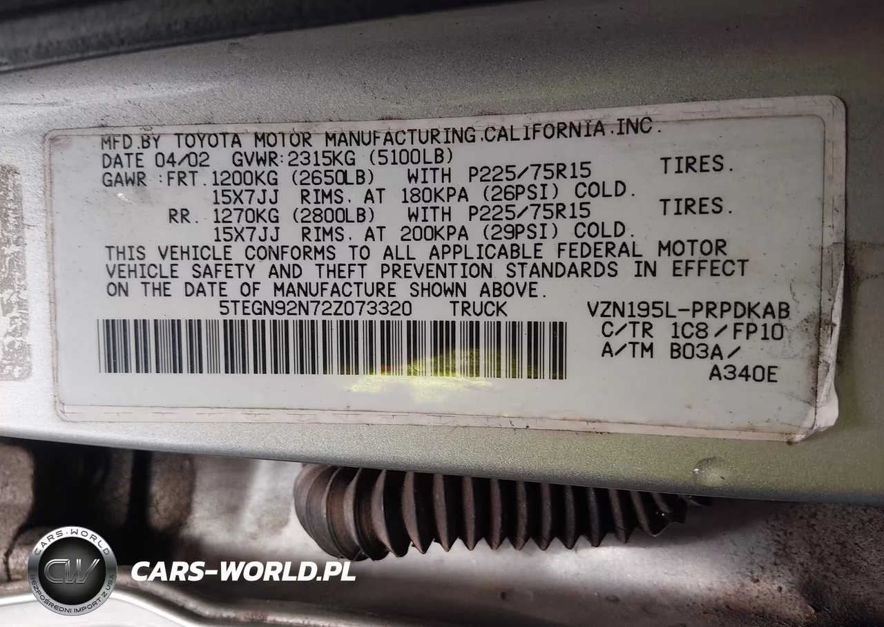 2002 Toyota Tacoma Prerunner V6 VIN:5TEGN92N72Z073320 - 9