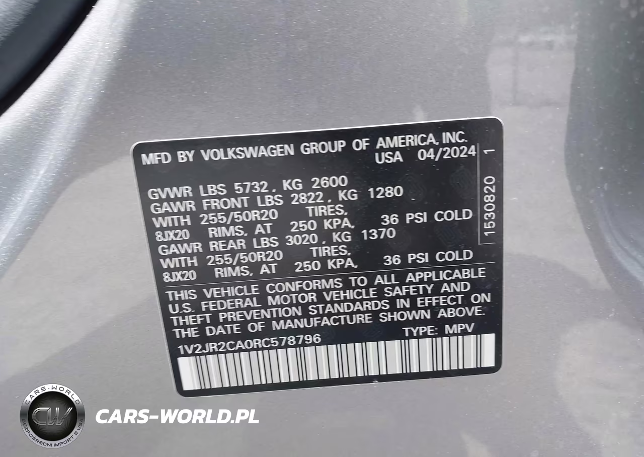 2024 Volkswagen Atlas 2.0T Se W-Technology VIN:1V2JR2CA0RC578796 - 9