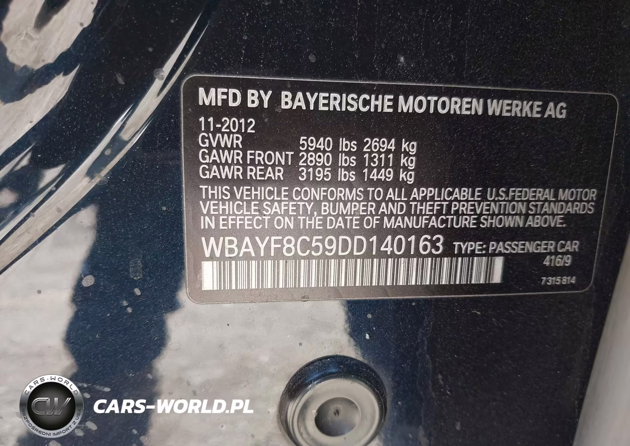 2013 BMW 750Li xDrive VIN:WBAYF8C59DD140163 - 9