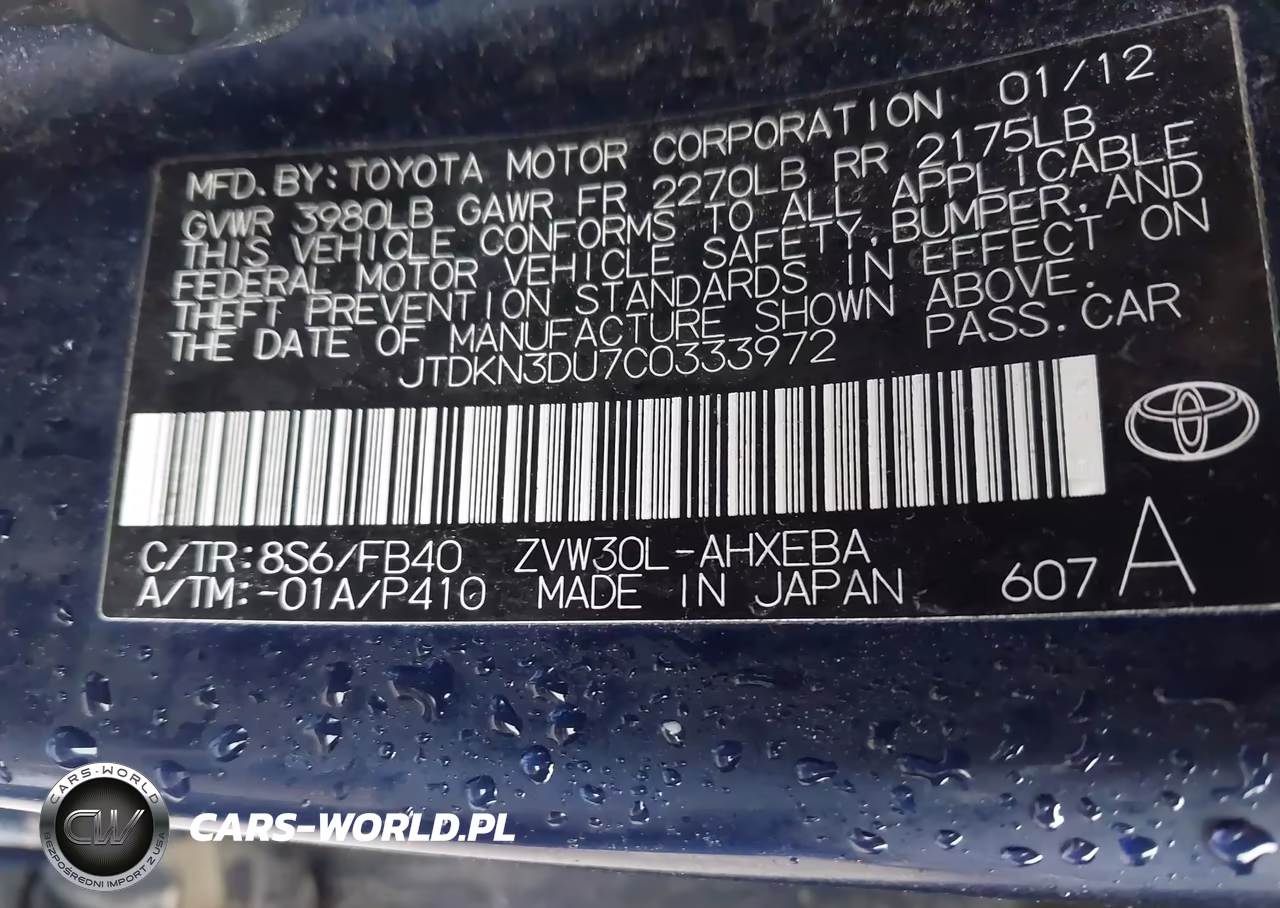 2012 Toyota Prius Two VIN:JTDKN3DU7C0333972 - 9