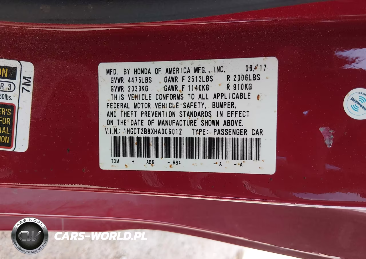 2017 Honda Accord Ex-L V6 VIN:1HGCT2B8XHA006012 - 9