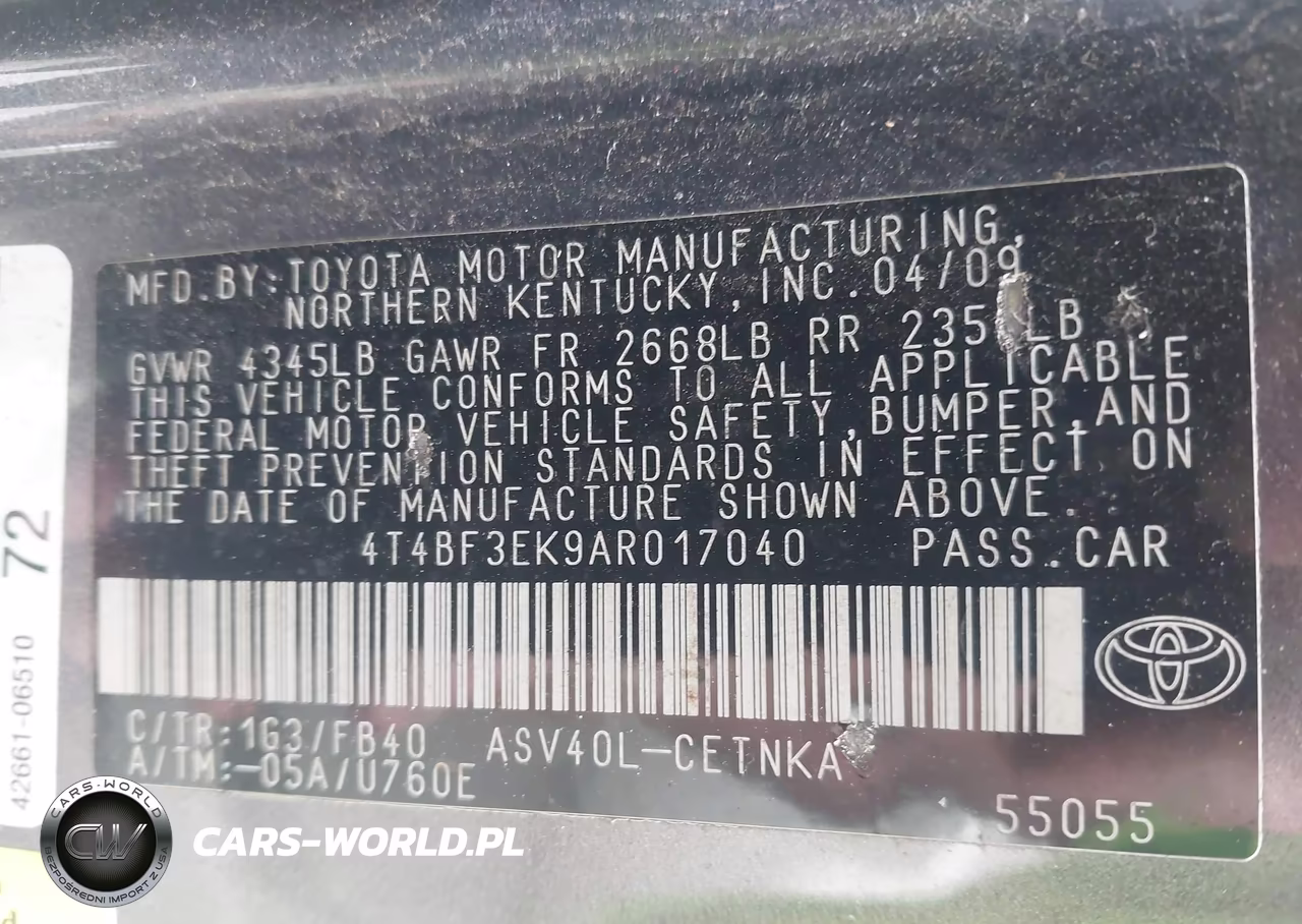 2010 Toyota Camry Le VIN:4T4BF3EK9AR017040 - 9