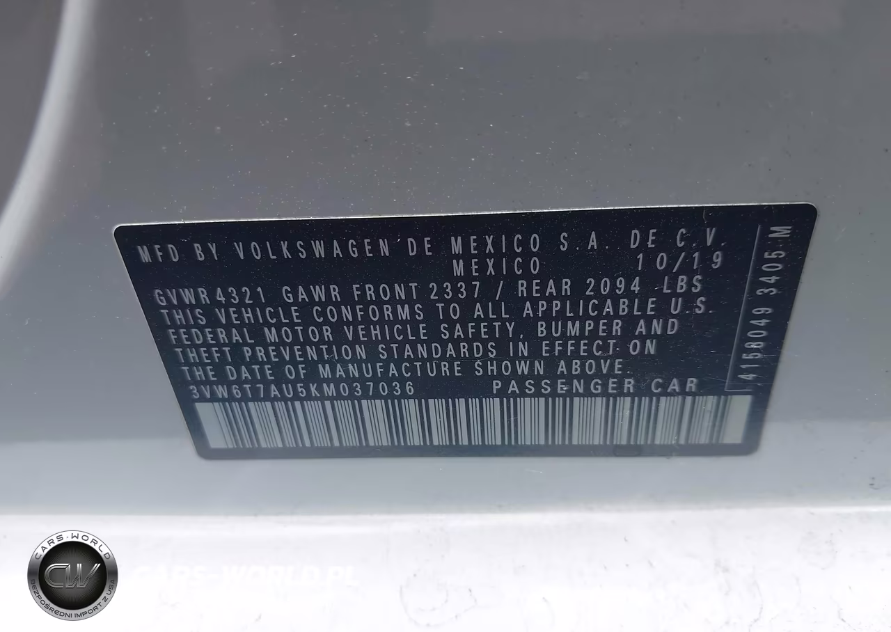 2019 Volkswagen Golf Gti VIN:3VW6T7AU5KM037036 - 9