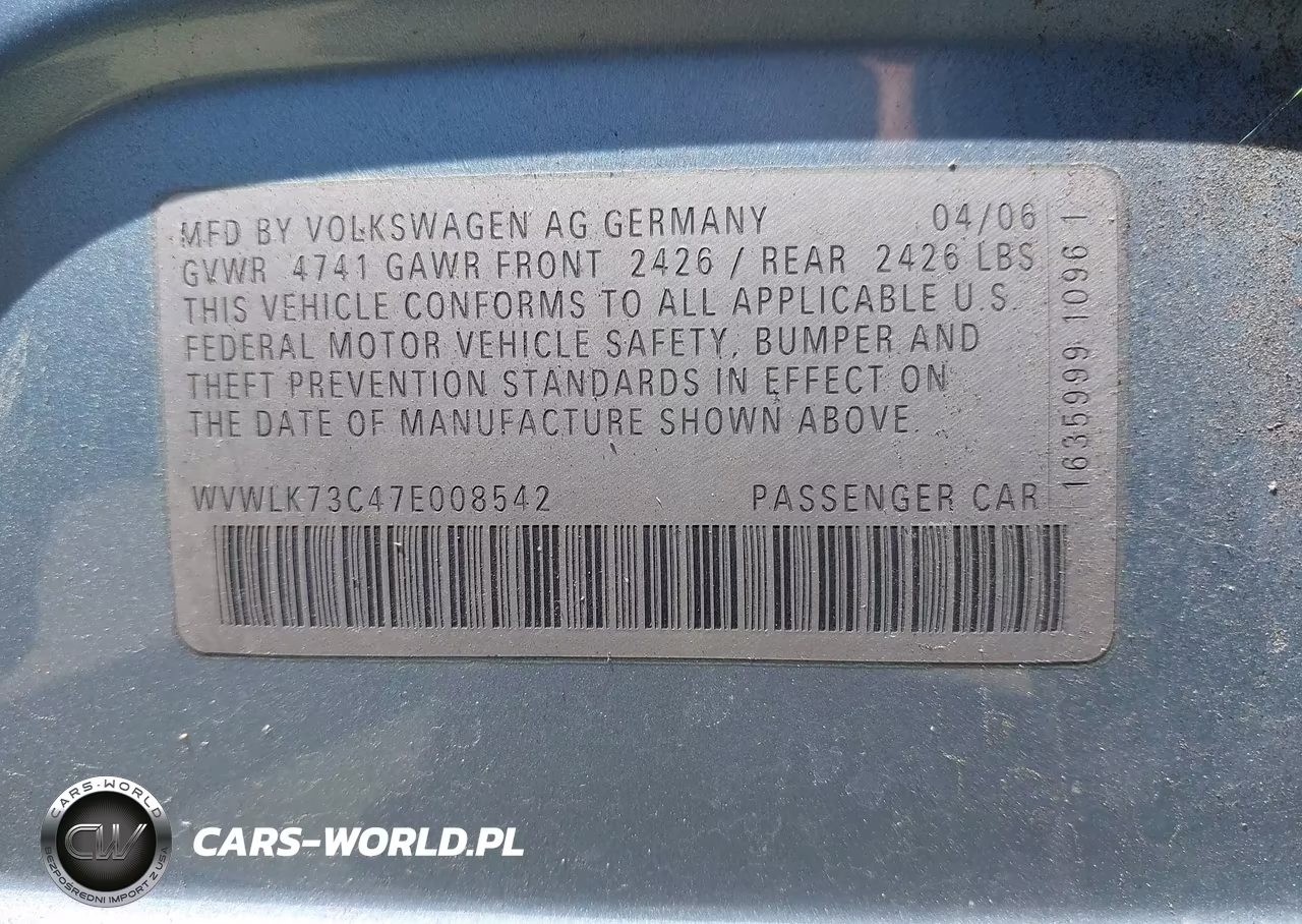 2007 Volkswagen Passat 2.0T VIN:WVWLK73C47E008542 - 9