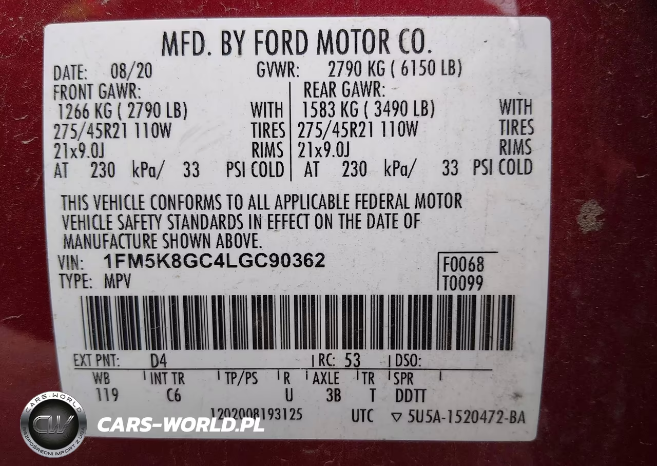 2020 Ford Explorer St VIN:1FM5K8GC4LGC90362 - 9
