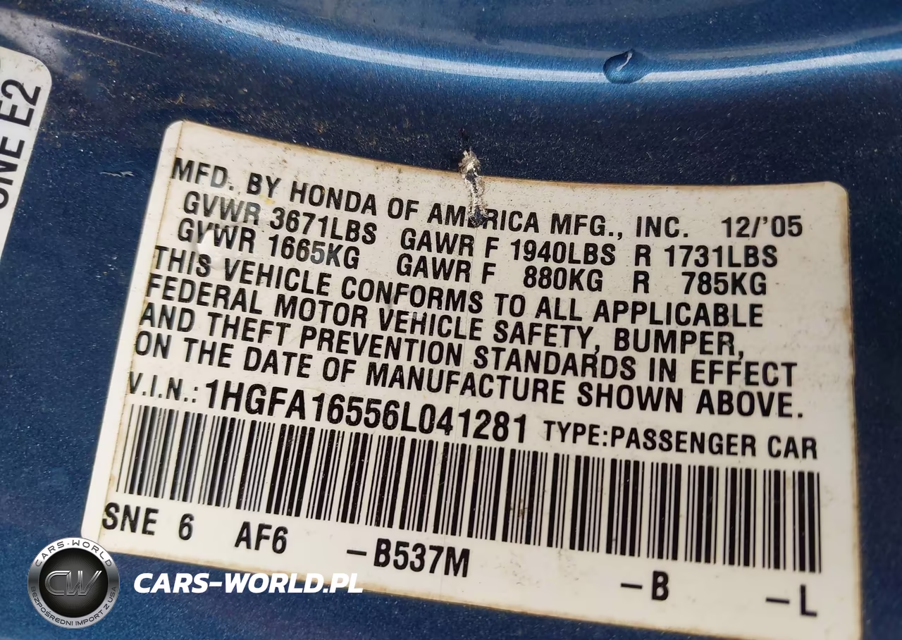 2006 Honda Civic Lx VIN:1HGFA16556L041281 - 9