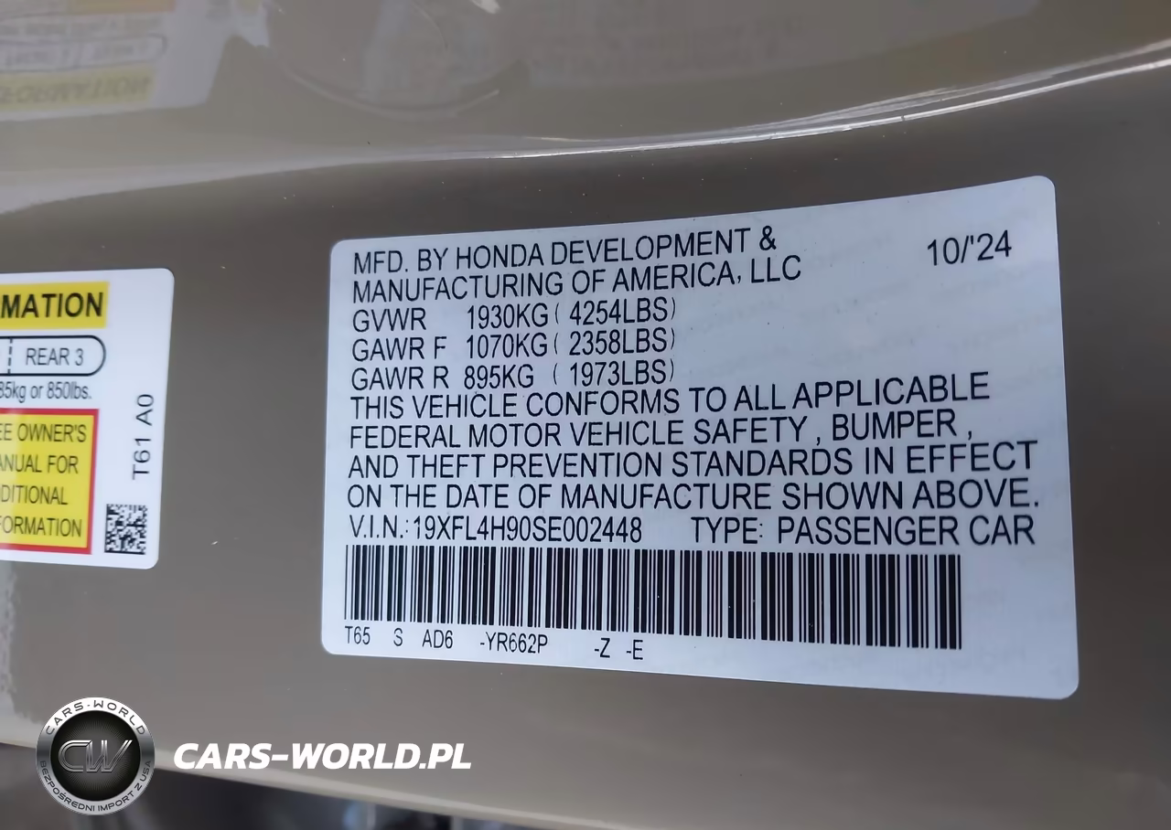 2025 Honda Civic Hybrid Sport Touring VIN:19XFL4H90SE002448 - 9
