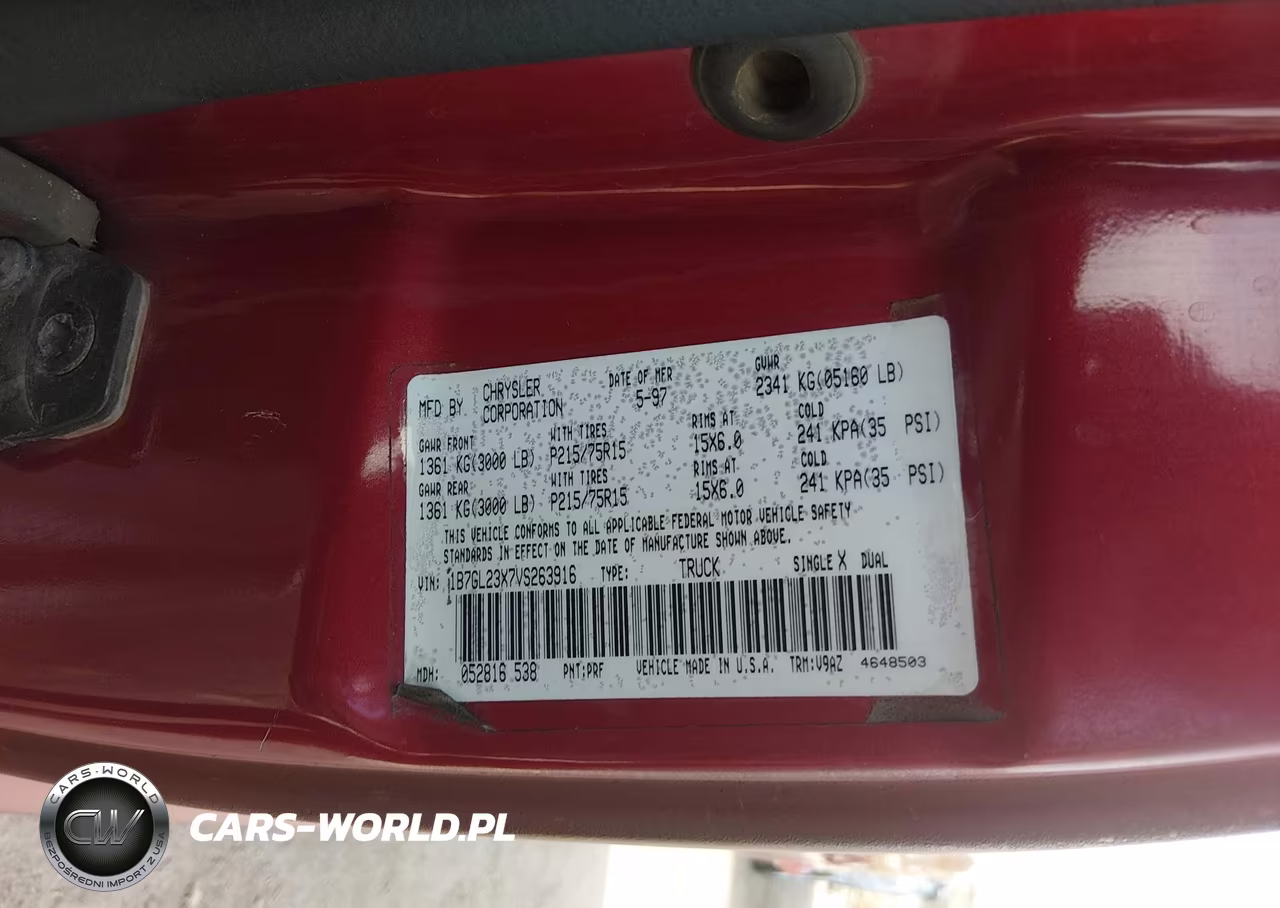 1997 Dodge Dakota Slt-Sport VIN:1B7GL23X7VS263916 - 9