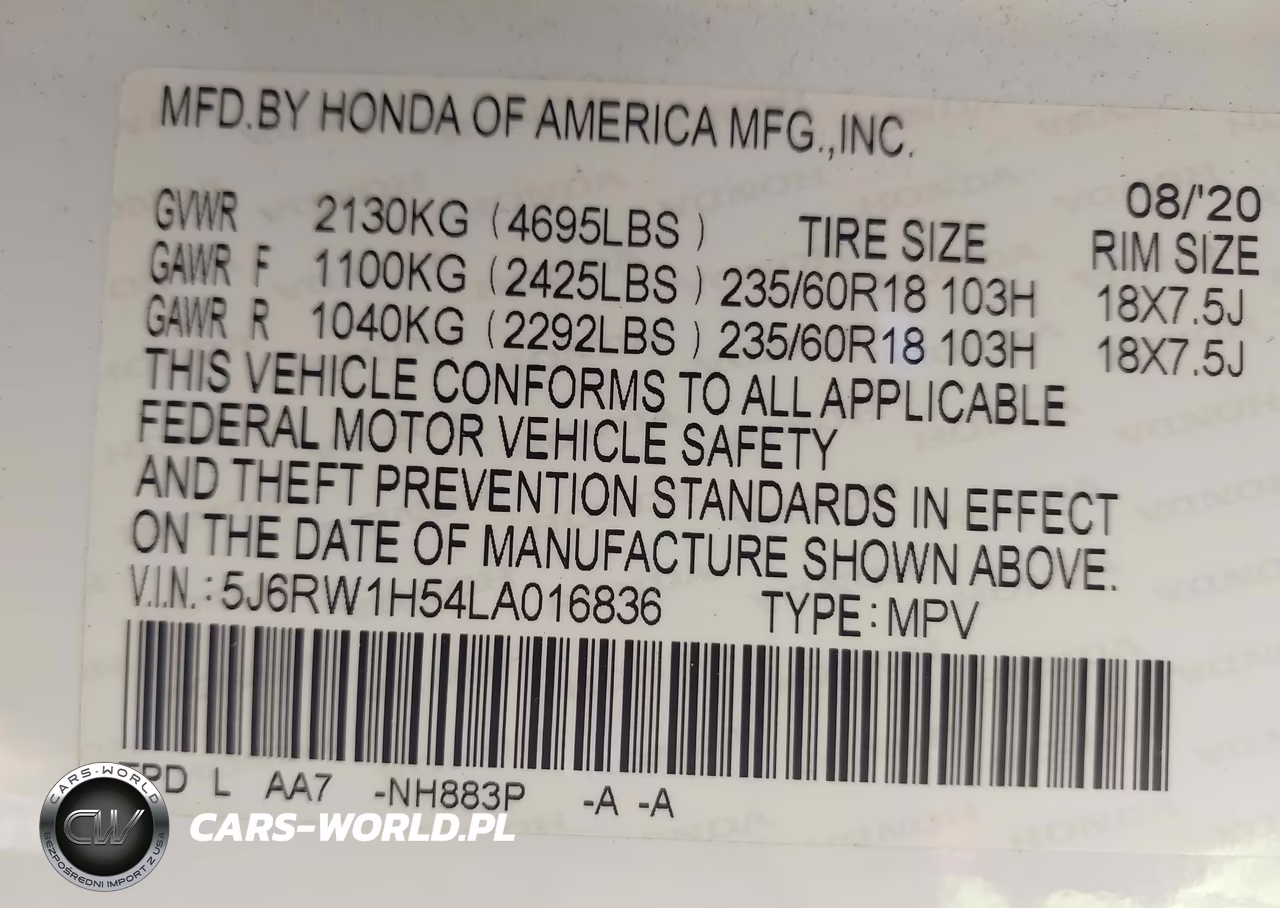 2020 Honda Cr-V 2Wd Ex VIN:5J6RW1H54LA016836 - 9