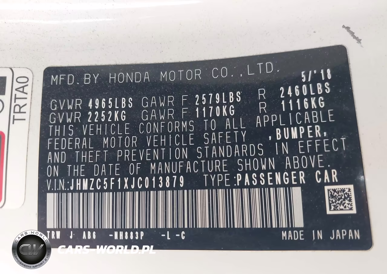 2018 Honda Clarity Plug-In Hybrid VIN:JHMZC5F1XJC013879 - 9