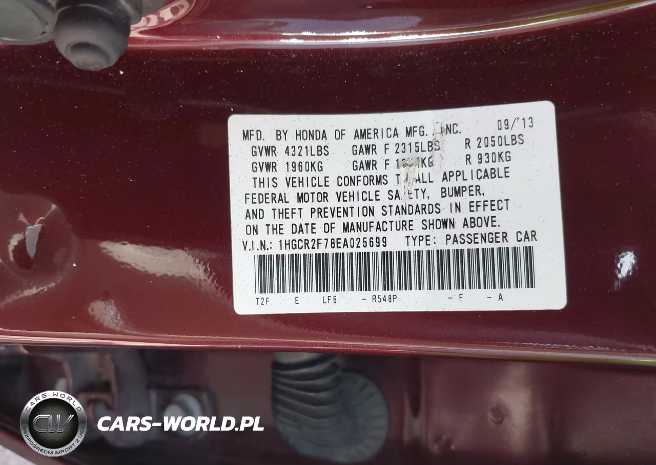 2014 Honda Accord Ex VIN:1HGCR2F78EA025699 - 9