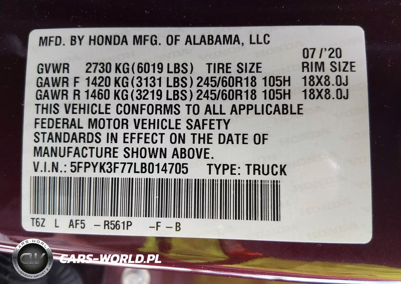 2020 Honda Ridgeline Rtl-E VIN:5FPYK3F77LB014705 - 9