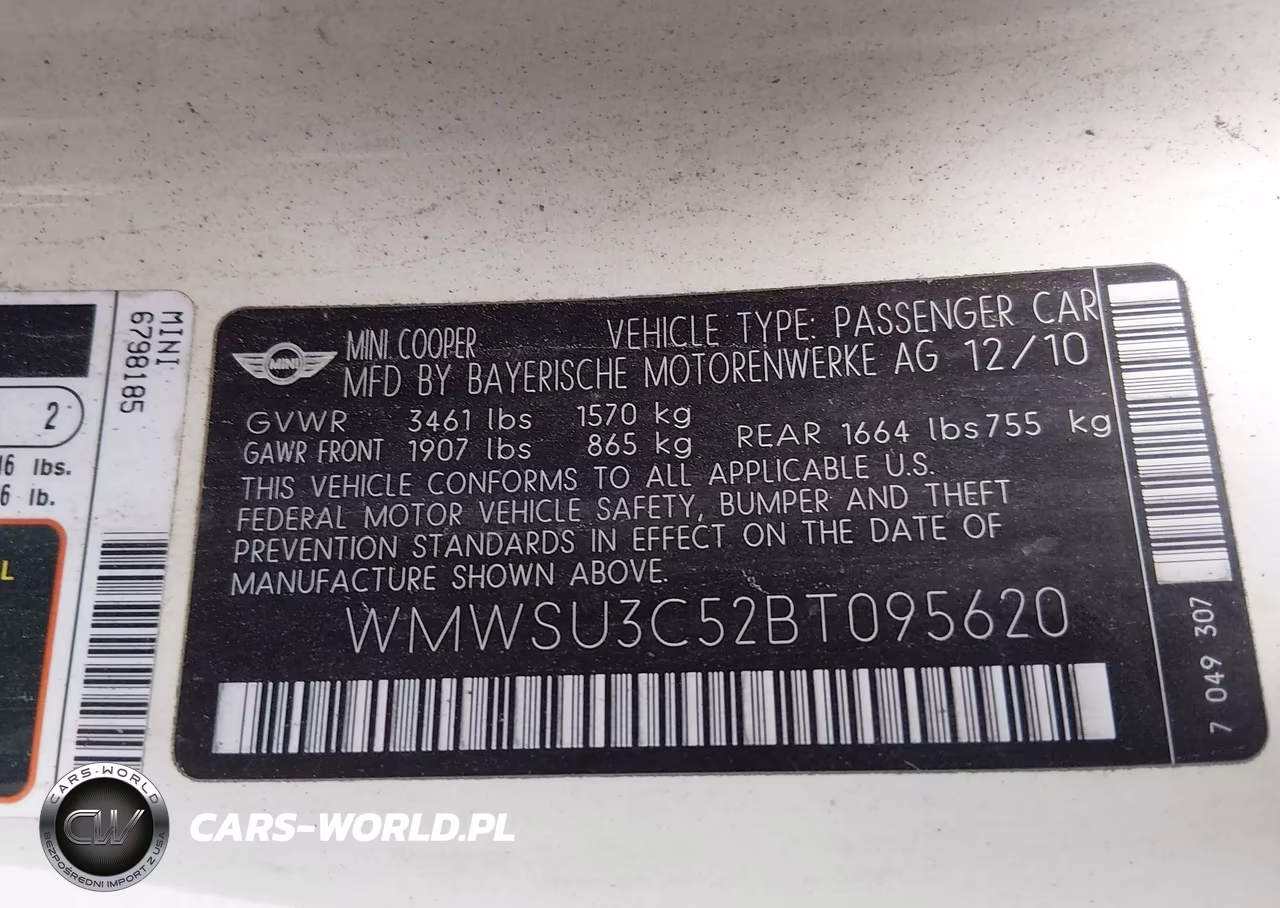 2011 Mini Cooper VIN:WMWSU3C52BT095620 - 9