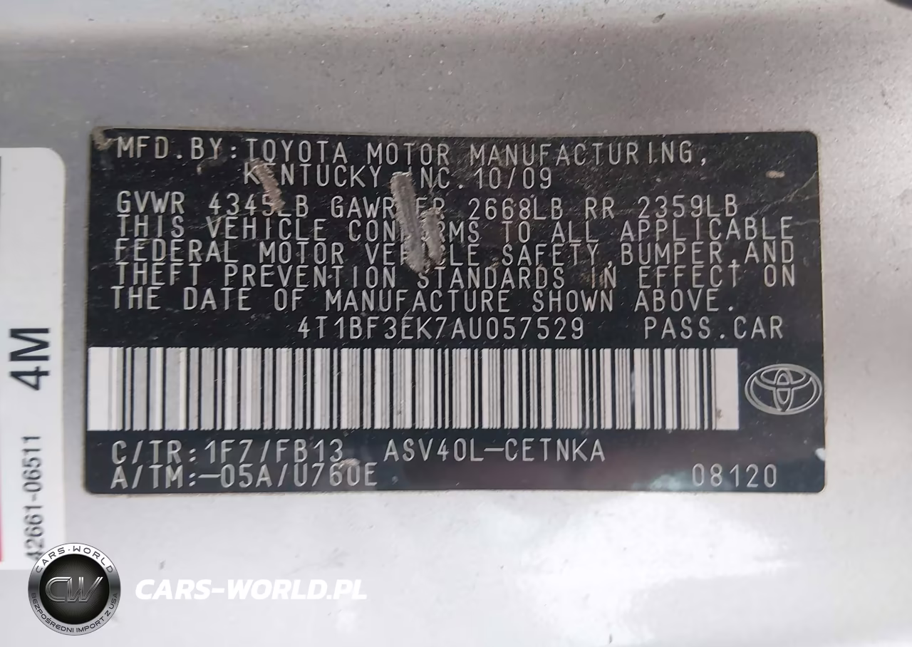 2010 Toyota Camry Le VIN:4T1BF3EK7AU057529 - 9