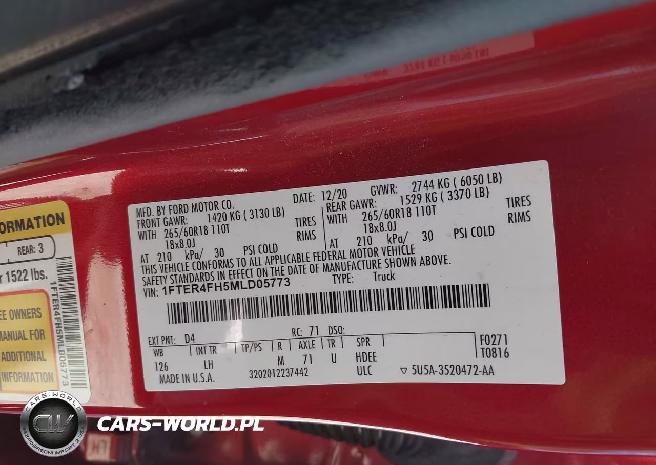 2021 Ford Ranger Xl VIN:1FTER4FH5MLD05773 - 9
