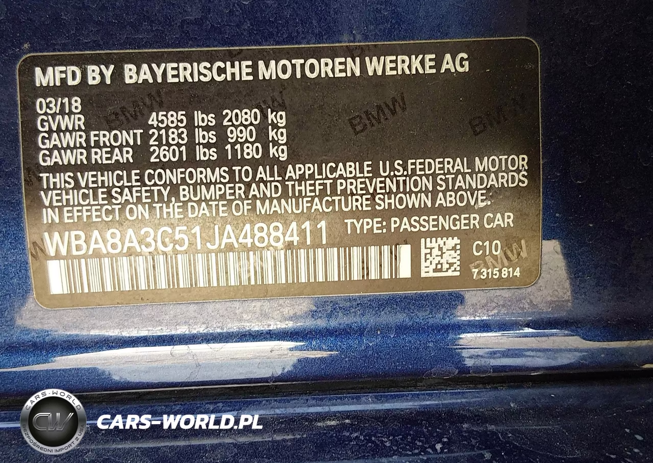 2018 BMW 320I xDrive VIN:WBA8A3C51JA488411 - 9