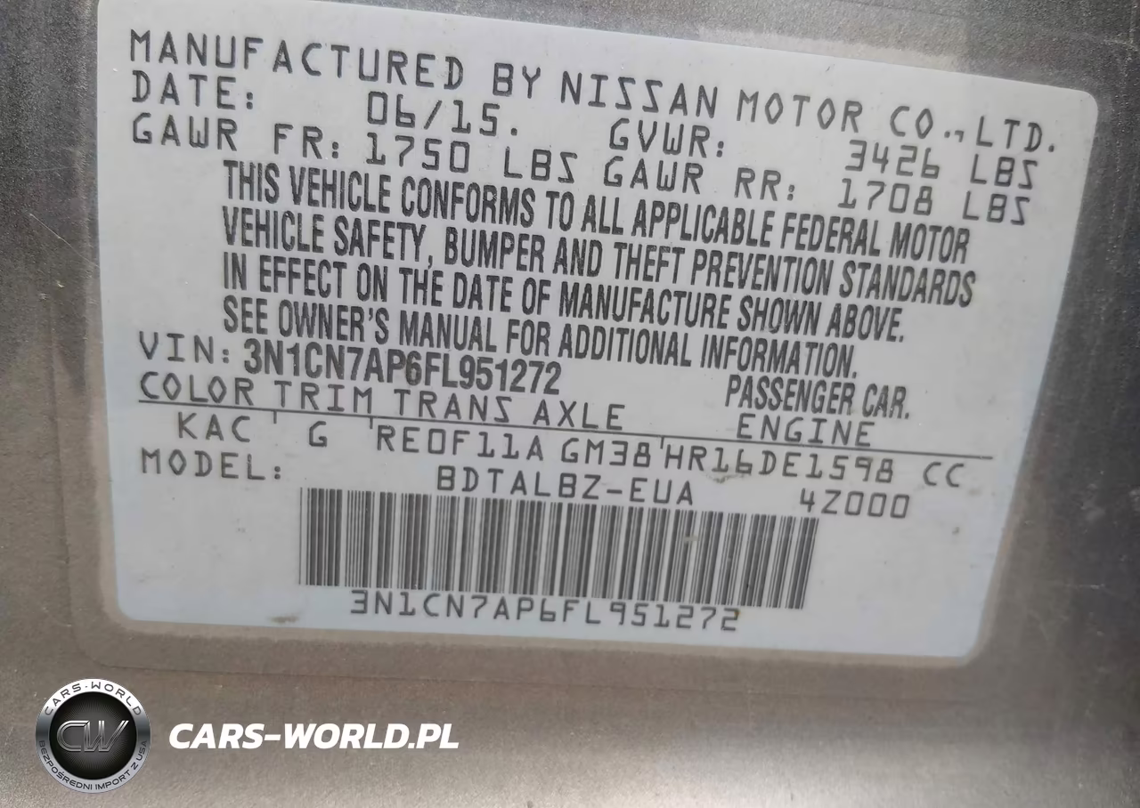 2015 Nissan Versa 1.6 Sv VIN:3N1CN7AP6FL951272 - 9