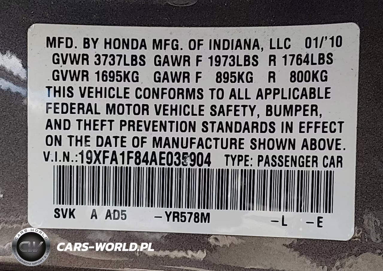 2010 Honda Civic Ex VIN:19XFA1F84AE035904 - 9