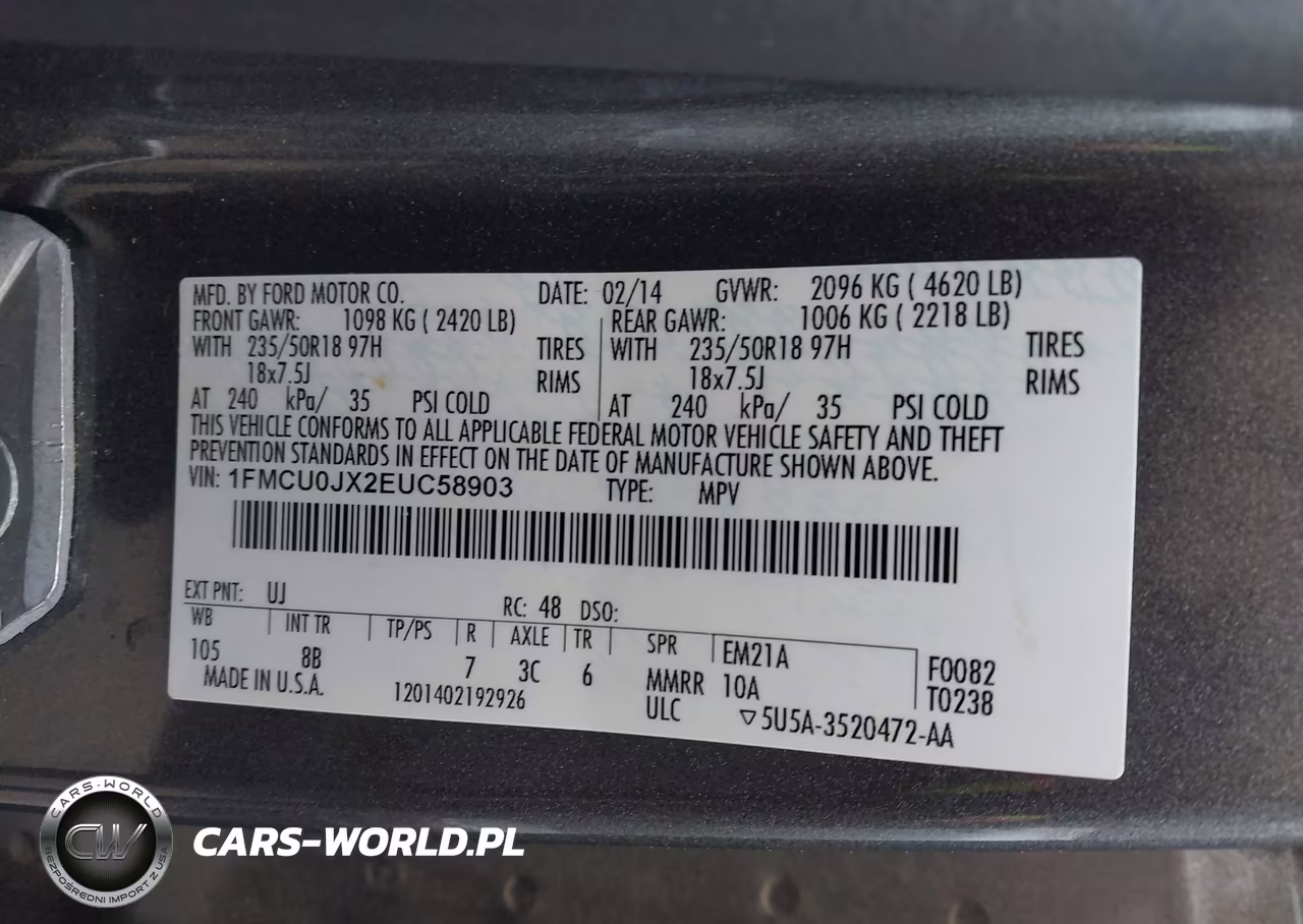 2014 Ford Escape Titanium VIN:1FMCU0JX2EUC58903 - 9