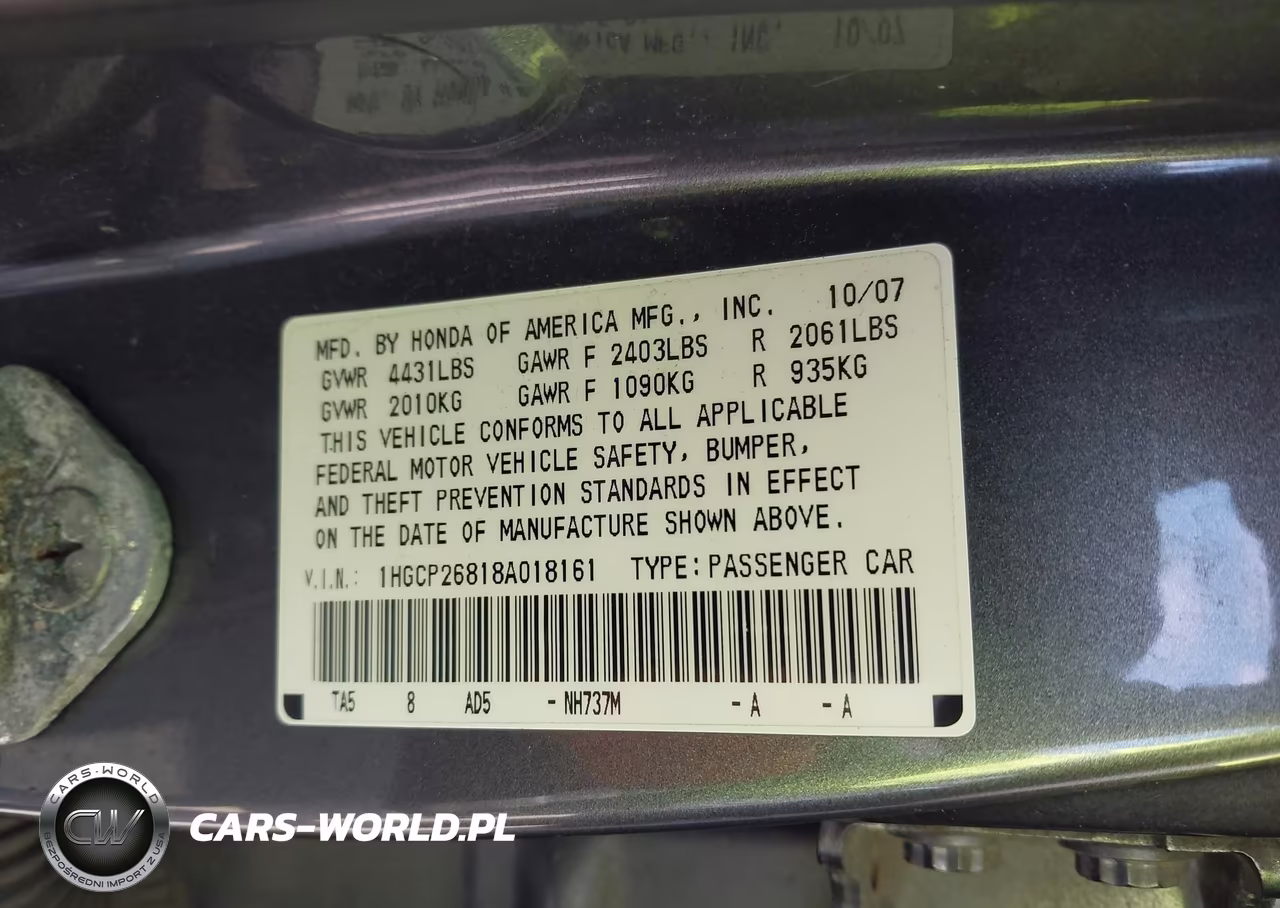 2008 Honda Accord 2.4 Ex-L VIN:1HGCP26818A018161 - 9