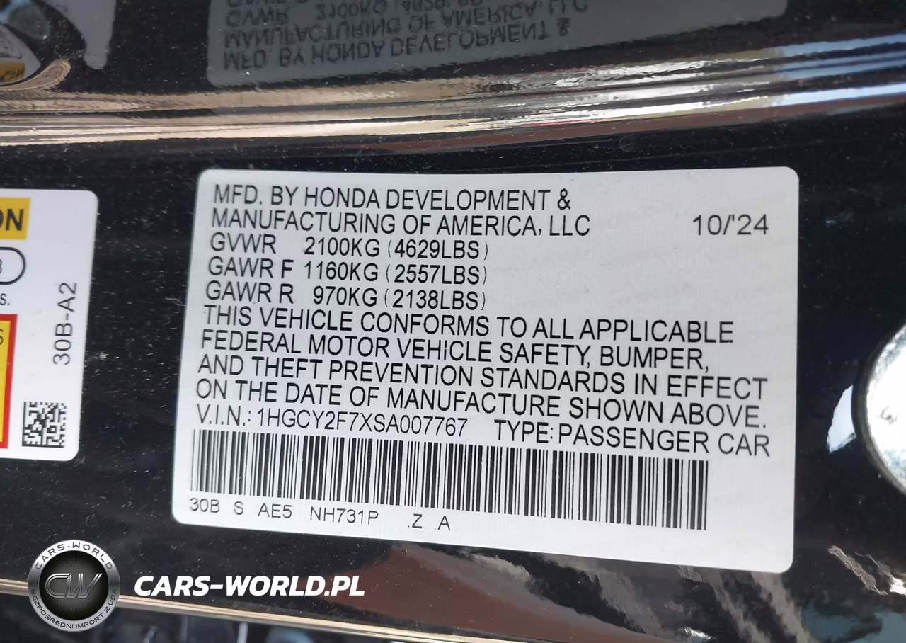 2025 Honda Accord Hybrid Sport-L VIN:1HGCY2F7XSA007767 - 9