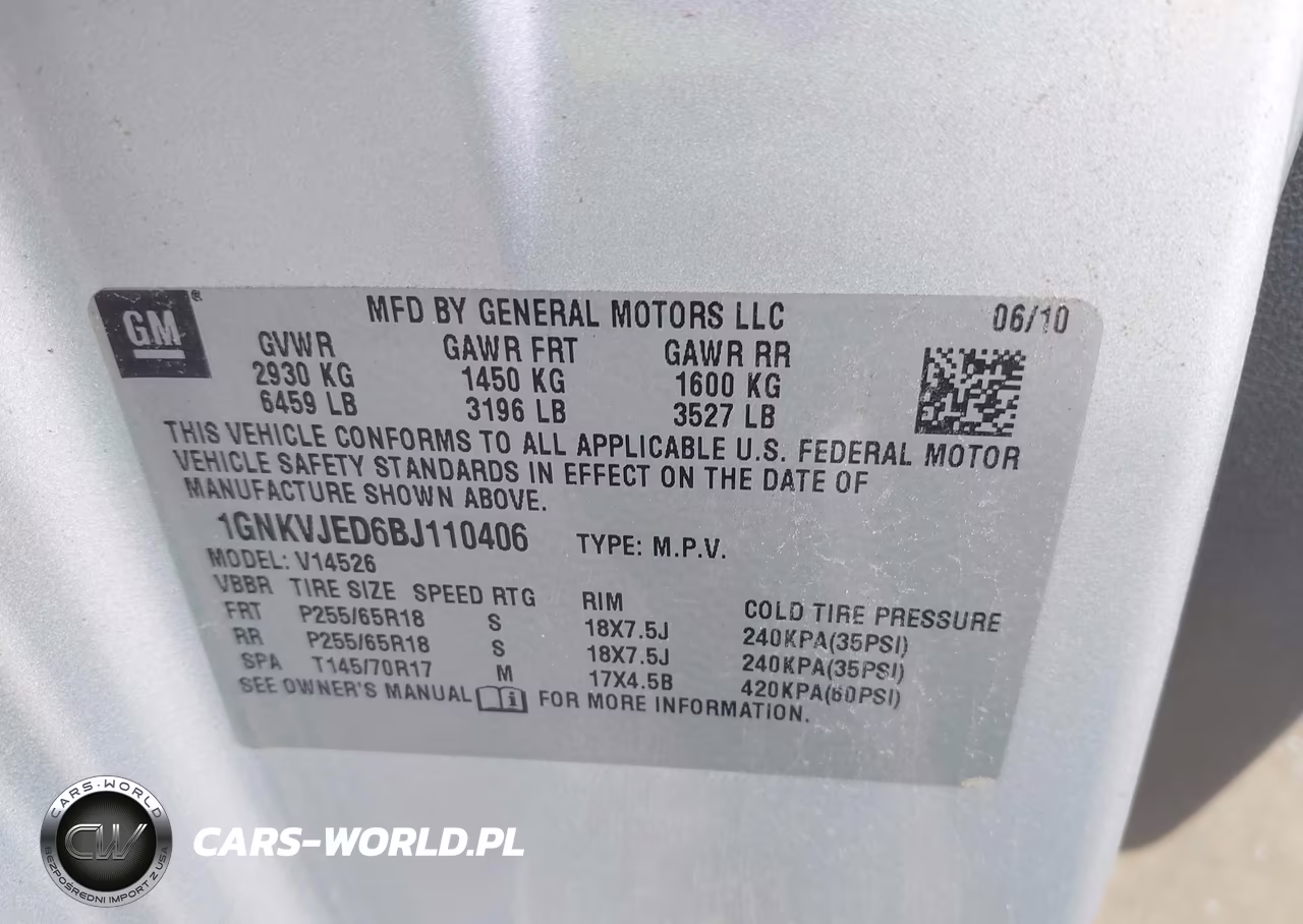 2011 Chevrolet Traverse 2Lt VIN:1GNKVJED6BJ110406 - 9