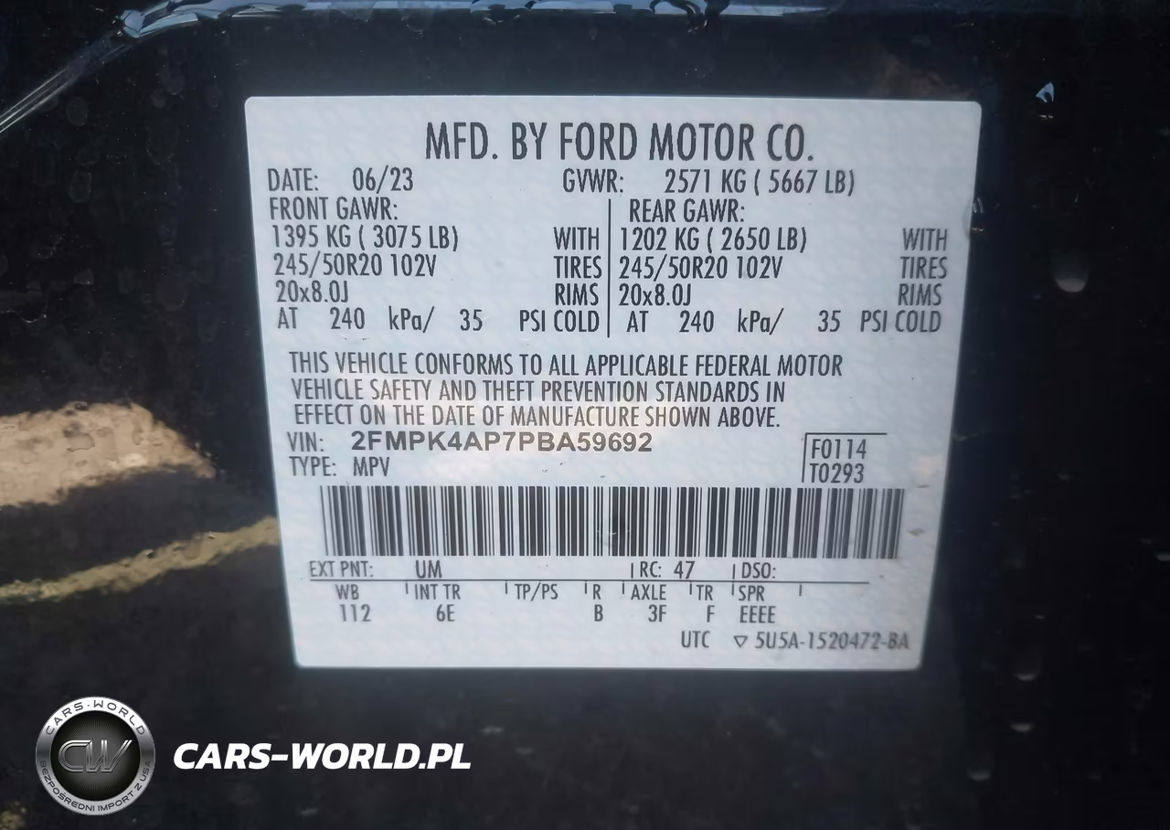 2023 Ford Edge St VIN:2FMPK4AP7PBA59692 - 9
