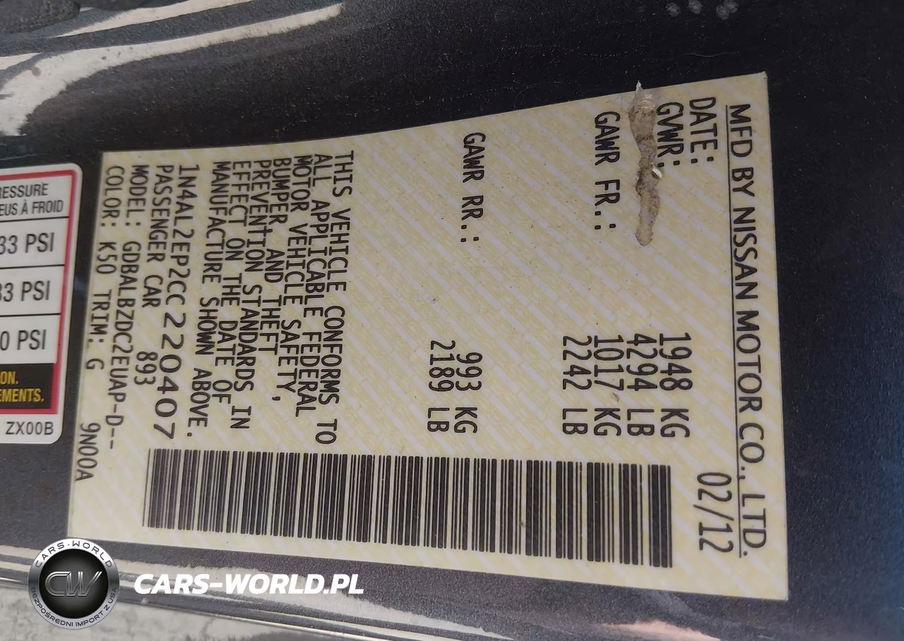 2012 Nissan Altima 2.5 S VIN:1N4AL2EP2CC220407 - 9