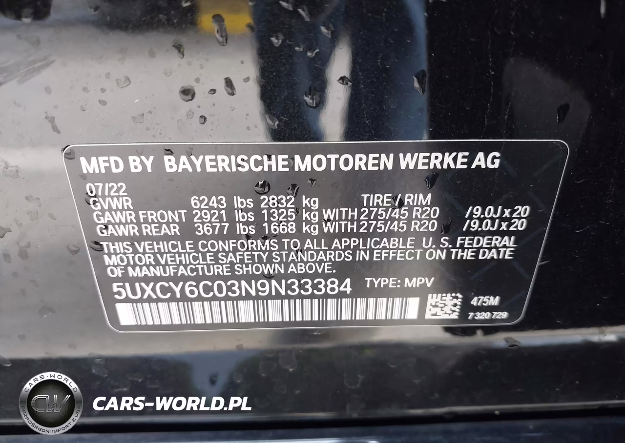 2022 BMW X6 xDrive40I VIN:5UXCY6C03N9N33384 - 9