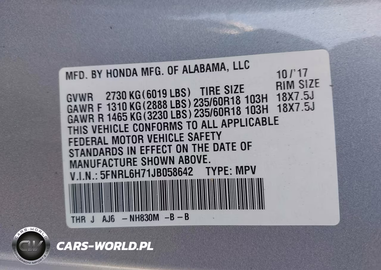 2018 Honda Odyssey Ex-L VIN:5FNRL6H71JB058642 - 9