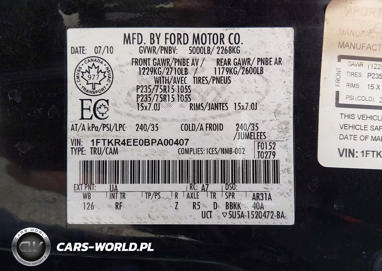 2011 Ford Ranger Sport VIN:1FTKR4EE0BPA00407 - 9